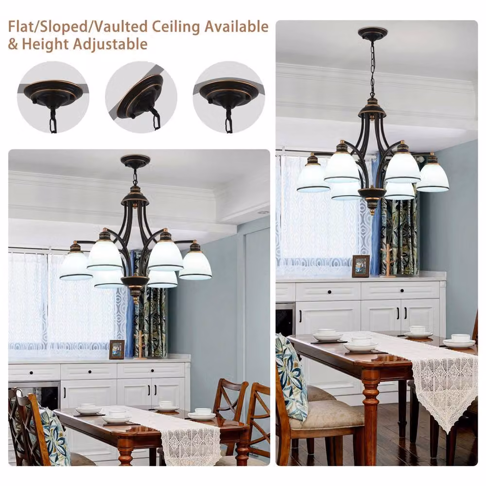 Garwarm 6-Light Dimmable Classic Traditional Chandelier in Black and Gold/Brass – 5