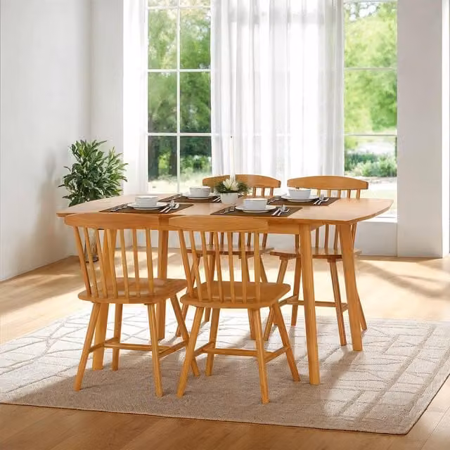 Seconique Scandinavian Oval Extendable Dining Table and 4 Chairs Set in Brown