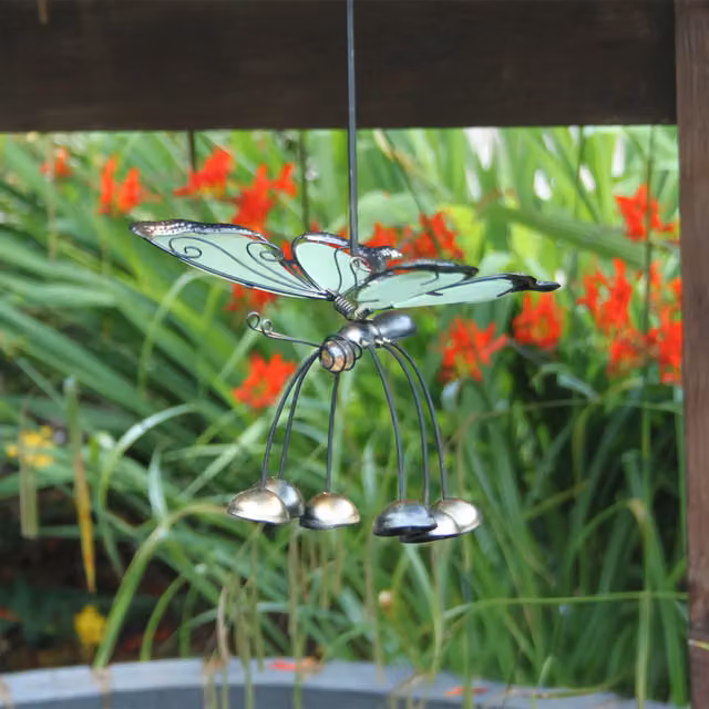 Betley Butterfly Glow in the Dark Green Garden Tree Hanger with Bobbin Bells