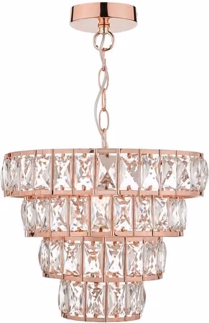 Där Lighting Yvella Pendant Light in Polished Copper and Brown Crystal