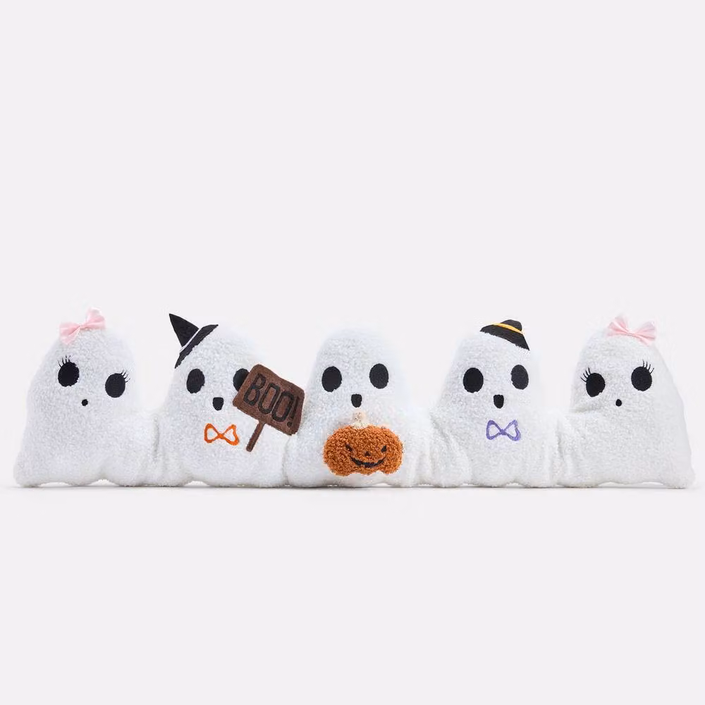 OHS Halloween Ghost Shaped Fleece Draught Excluder Doorstop in Cream and Beige – 2