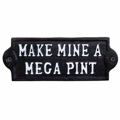 Gifts Direct 2 U Make Mine A Mega Pint Metal Wall Plaque, Black, W/H: 17 x 7 cm – 1