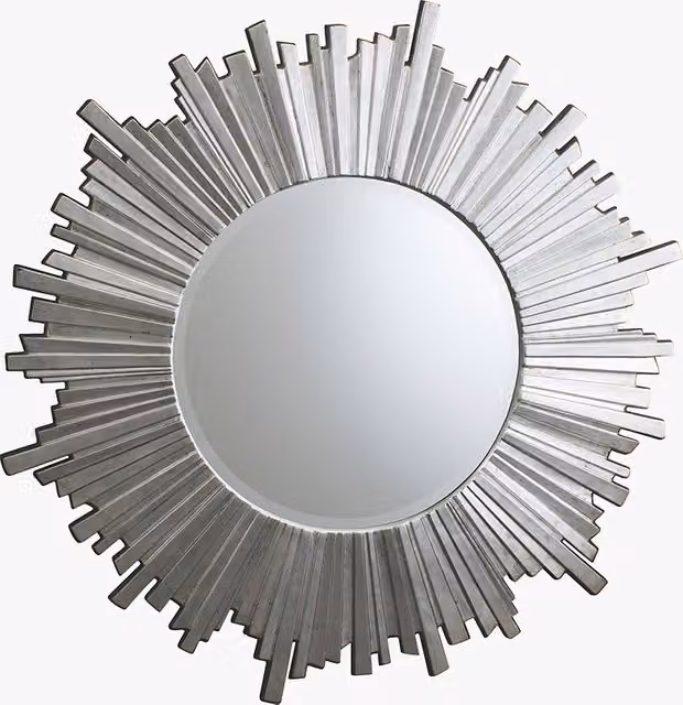 Perch & Parrow Soleil Modern Round Silver Tabletop Glass Mirror
