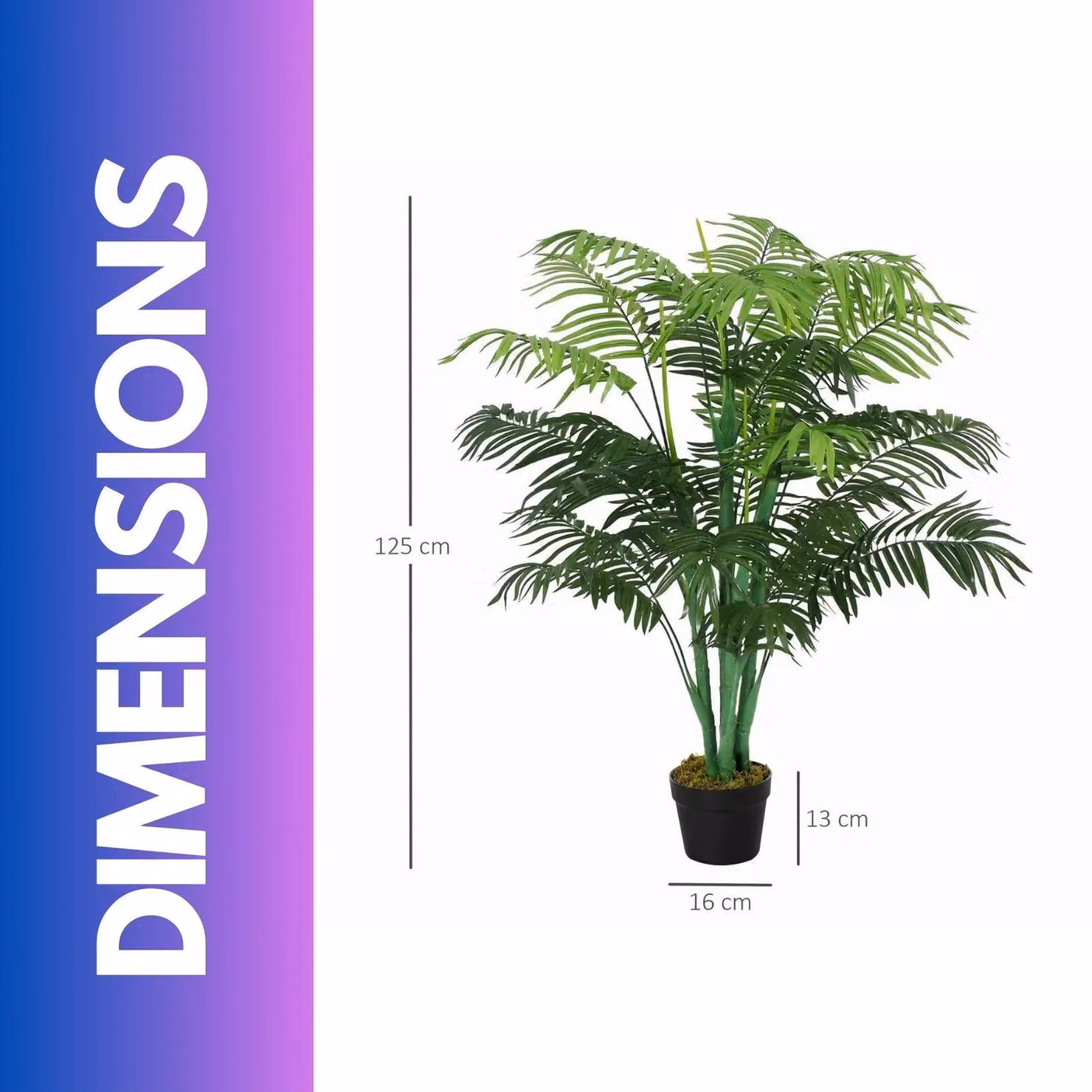 FURNOS 125cm Tall Green Artificial Palm Tree – 3