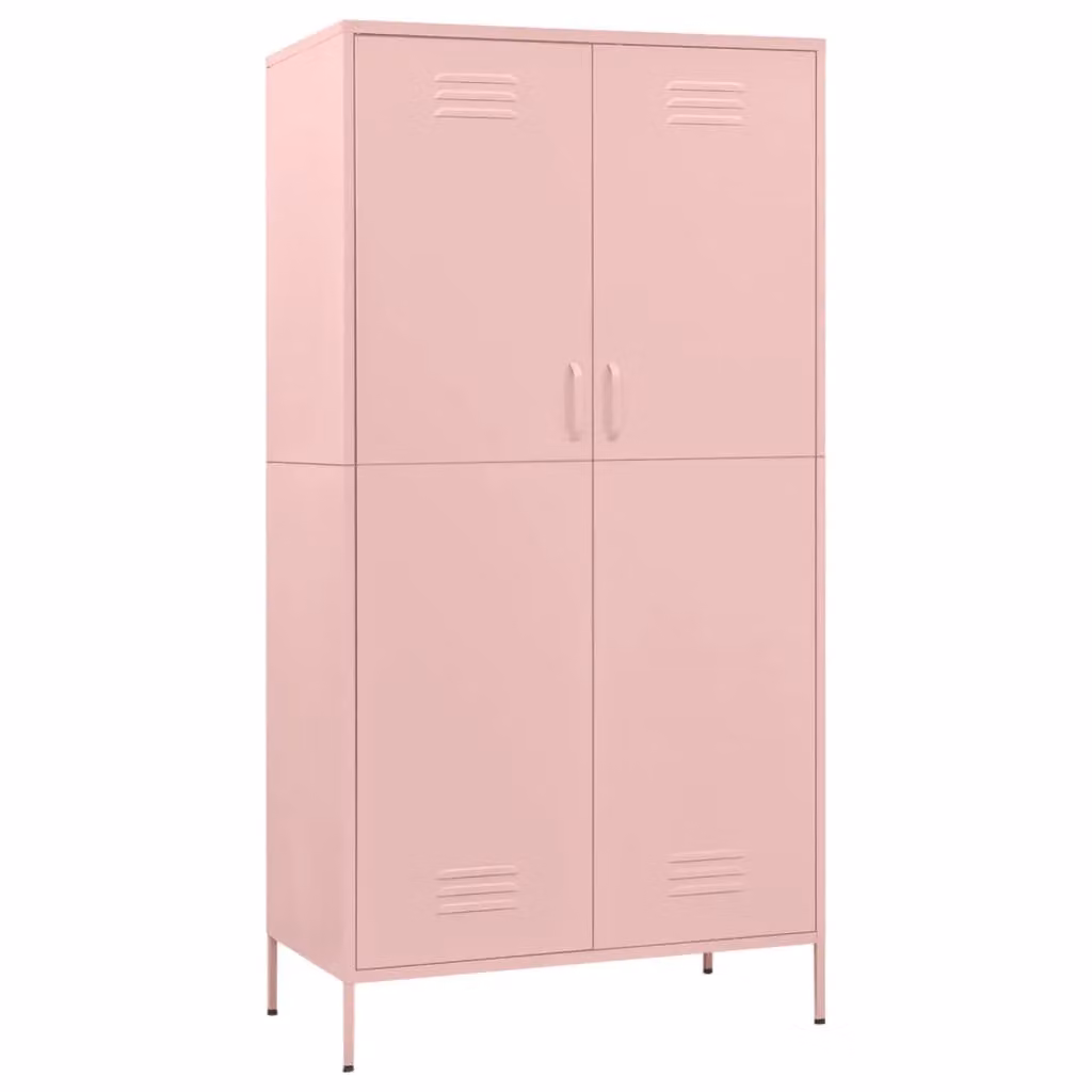 Berkfield Home Pink Metal Wardrobe with Hinged Doors, W/D/H: 90 x 50 x 180 cm – 2