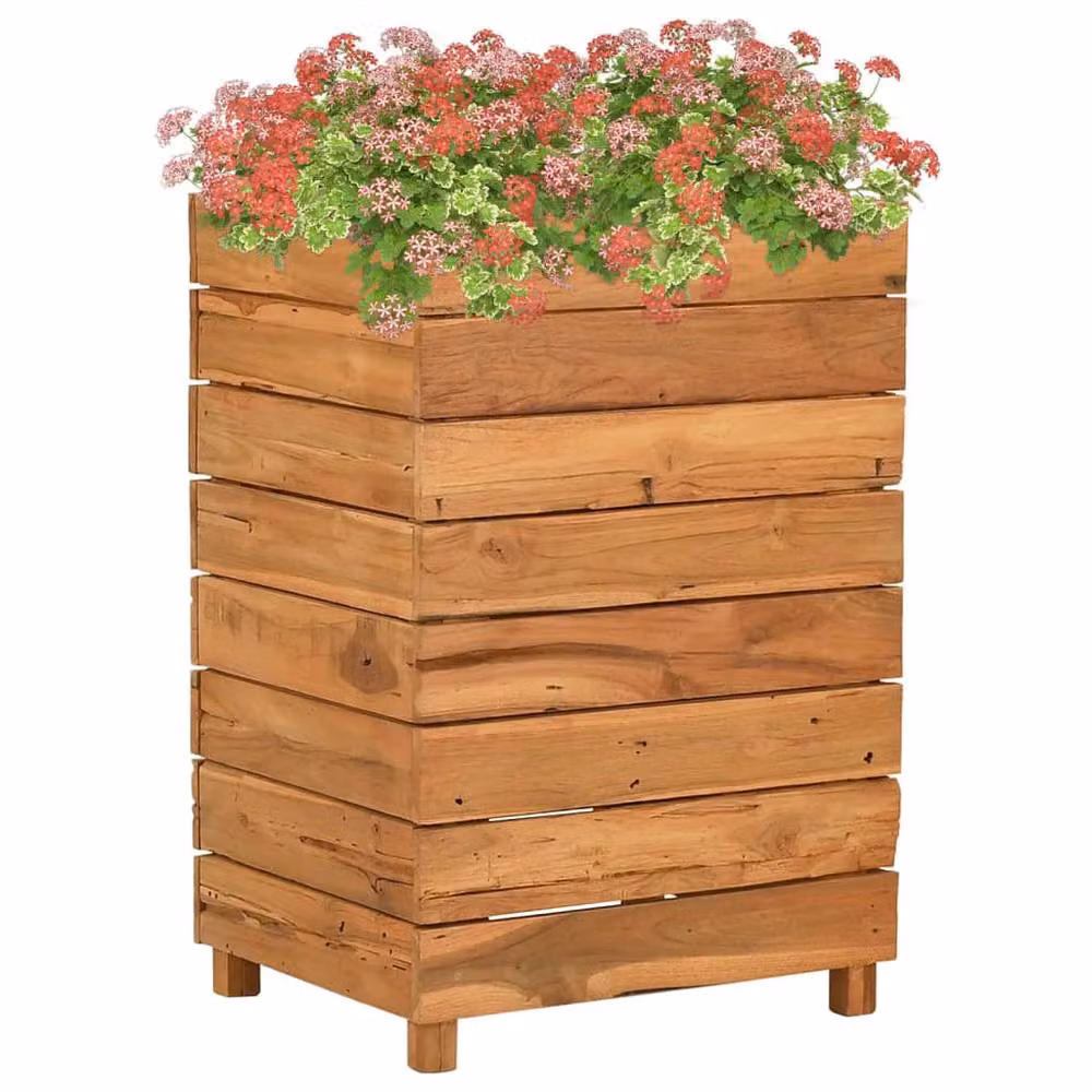 Berkfield Home Wooden Raised Bed in Brown, Teak and Steel, W/D/H: 50 x 40 x 72 cm – 2