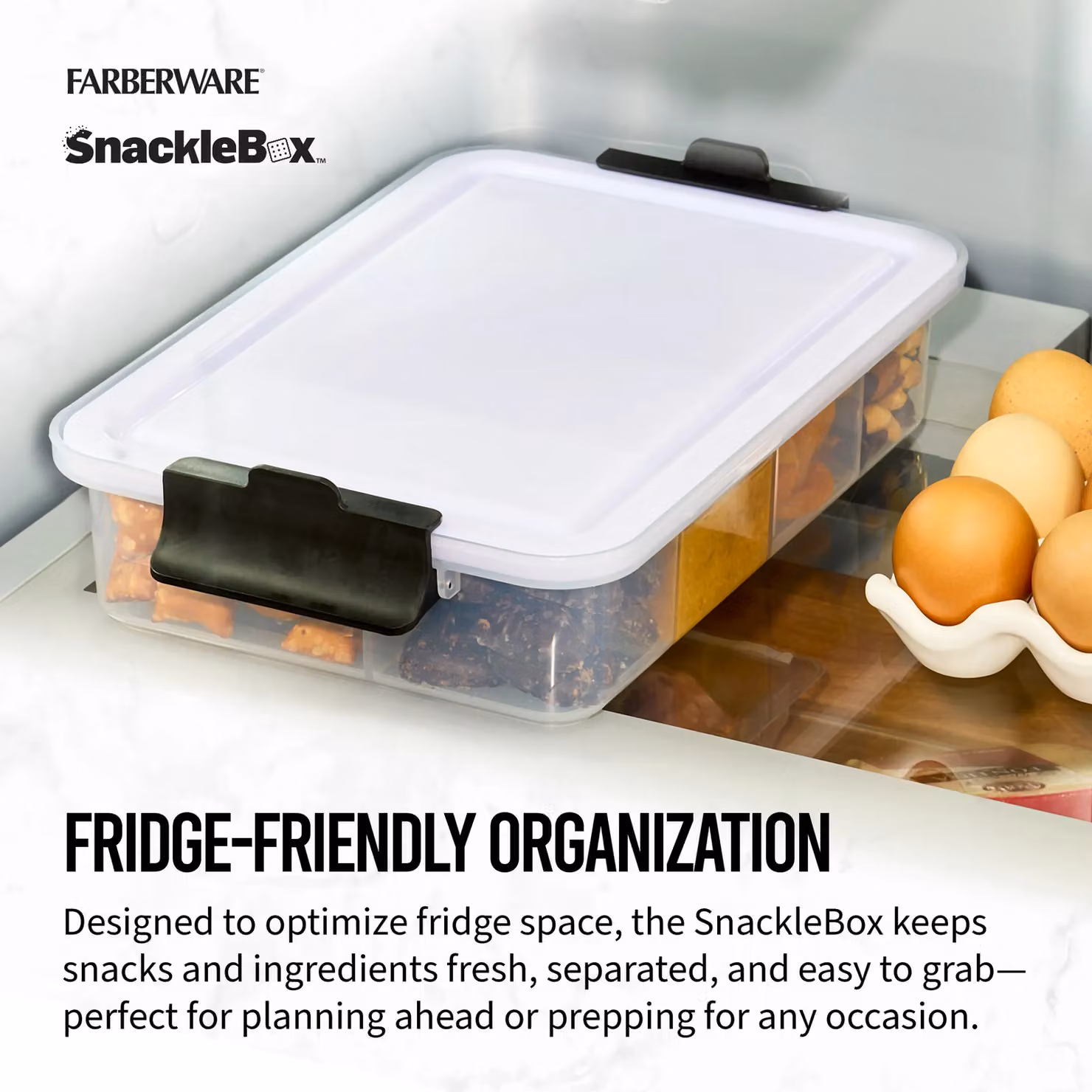 Farberware Multi-Purpose Food Storage Container with 11 Dividers and Chopping Board Lid, Transparent, W/D/H: 32.26 x 20 x 19.8 cm – 7