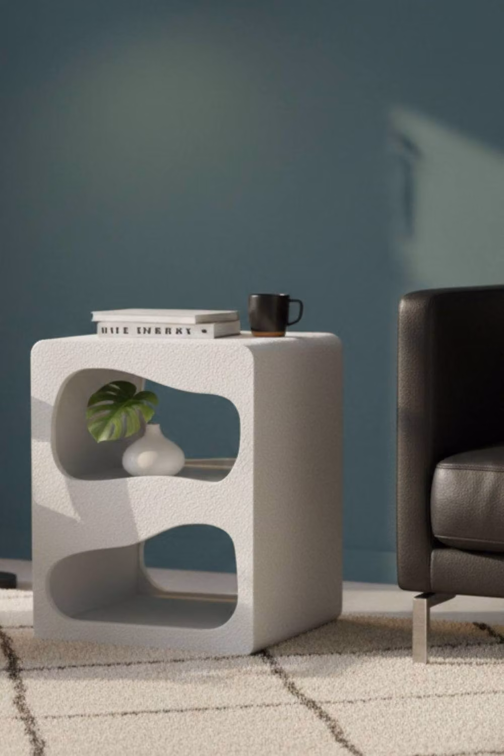 IH Design GEO Block Side Table in White, W/D/H: 35.0 x 46.0 x 35.0 cm – 4