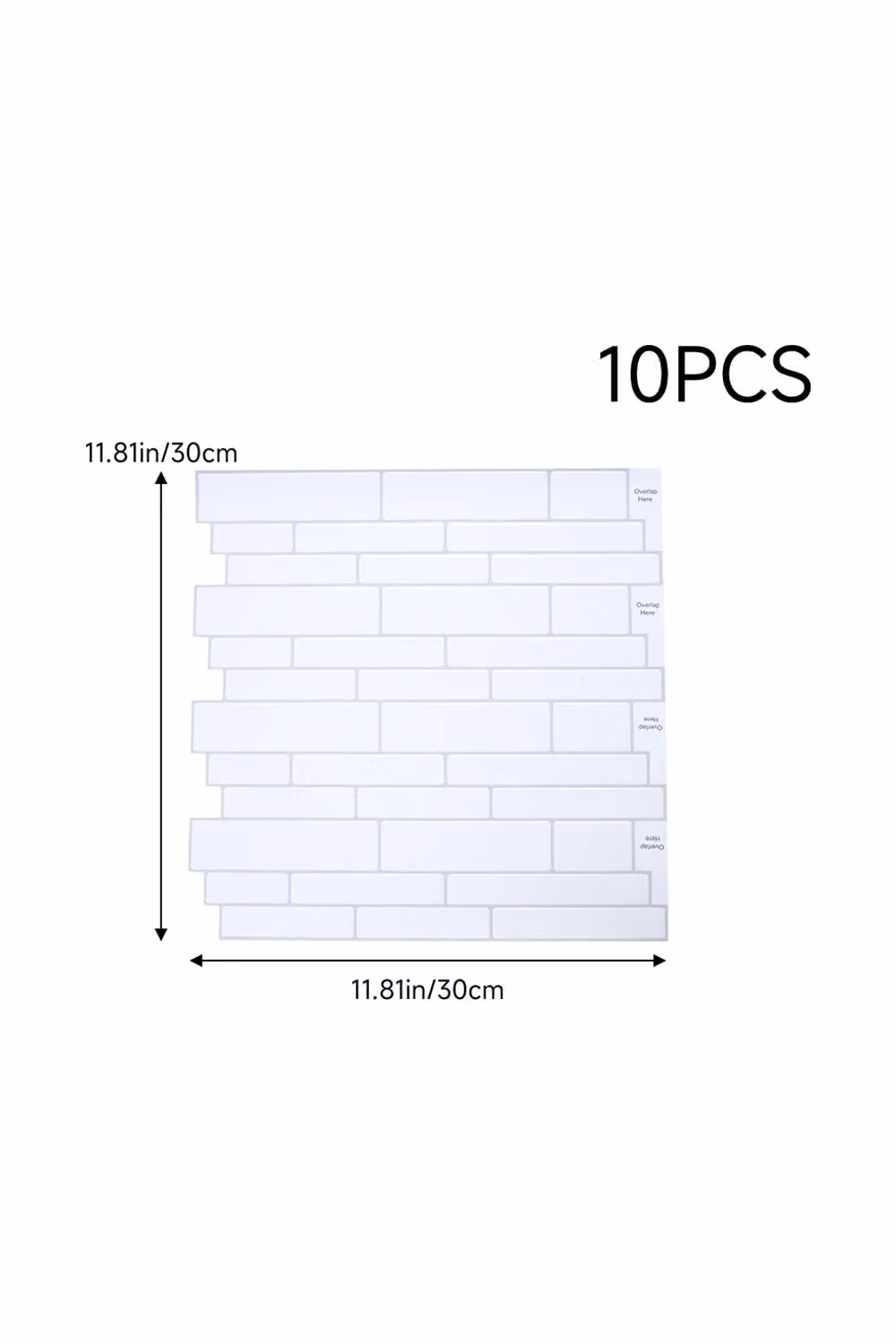 Living and Home 10-Piece Self-Adhesive White Rectangular Wall Tile Stickers