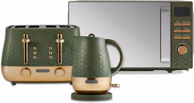 Morphy Richards Cassini Kettle, Toaster and Microwave Bundle in Green