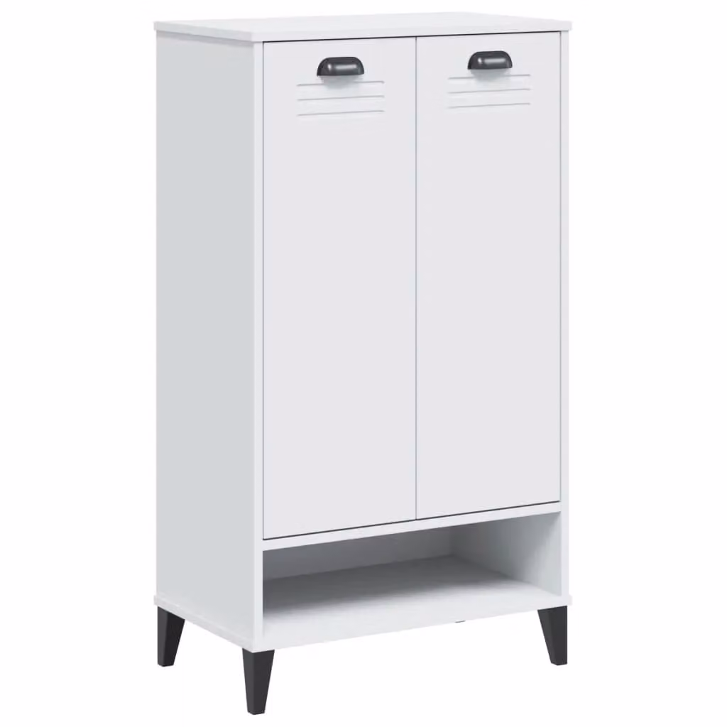 Berkfield Home VIKEN White Wall Mounted Shoe Cabinet with Hinged Doors and Internal Shelves – 1