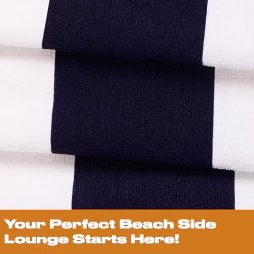 OHS Striped Microfibre Quick Dry Beach Towel in Blue and White, W/H: 71 x 152 cm – 5