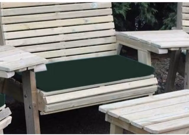 Churnet Valley Garden Furniture Ltd Waterproof Double Green Rectangular Outdoor Seat Pads with Foam Filling