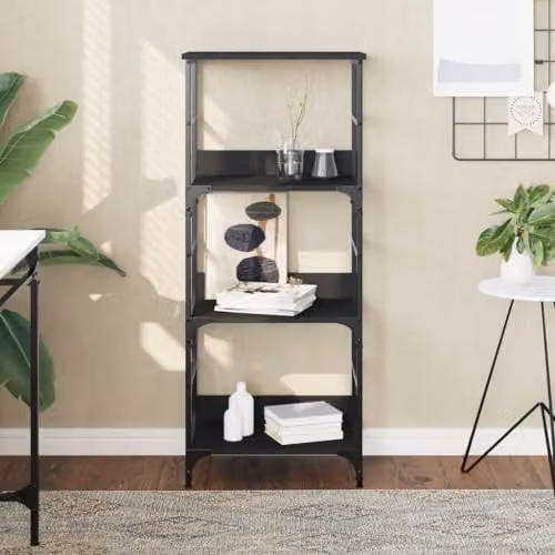 vidaXL Industrial Bookshelf in Black, W/D/H: 50 x 33 x 117.5 cm – 2