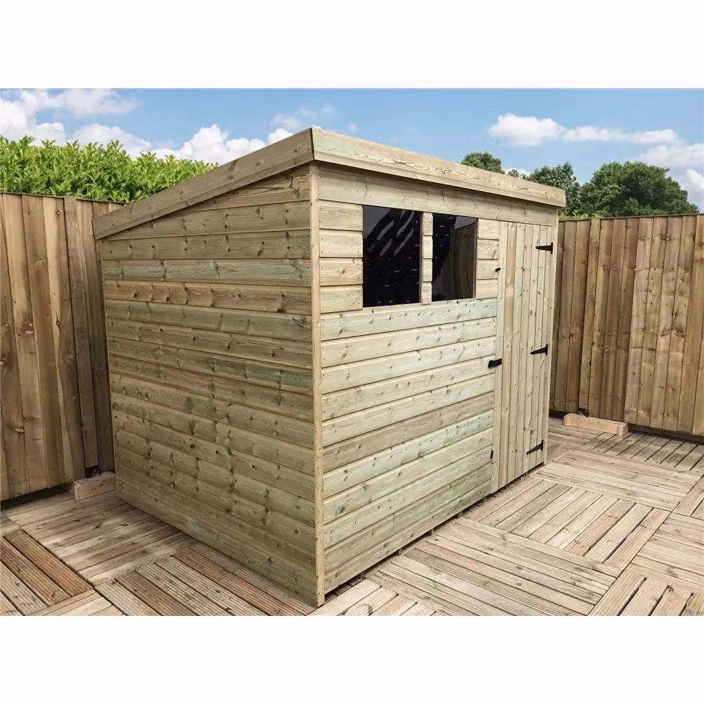 Marlborough Pressure Treated Pent Garden Shed with Single Door in Natural – 4