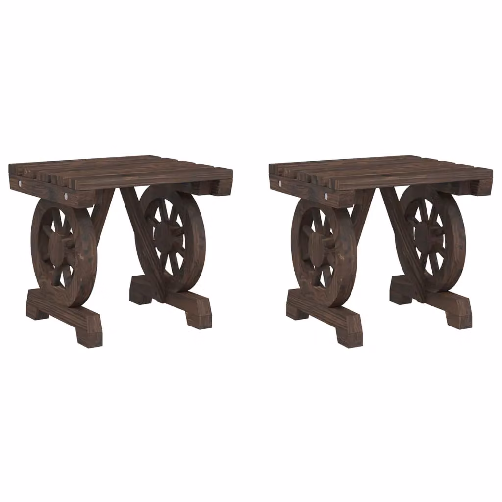 Berkfield Home Garden Footstools, Set of 2, Brown Solid Wood Fir – 2