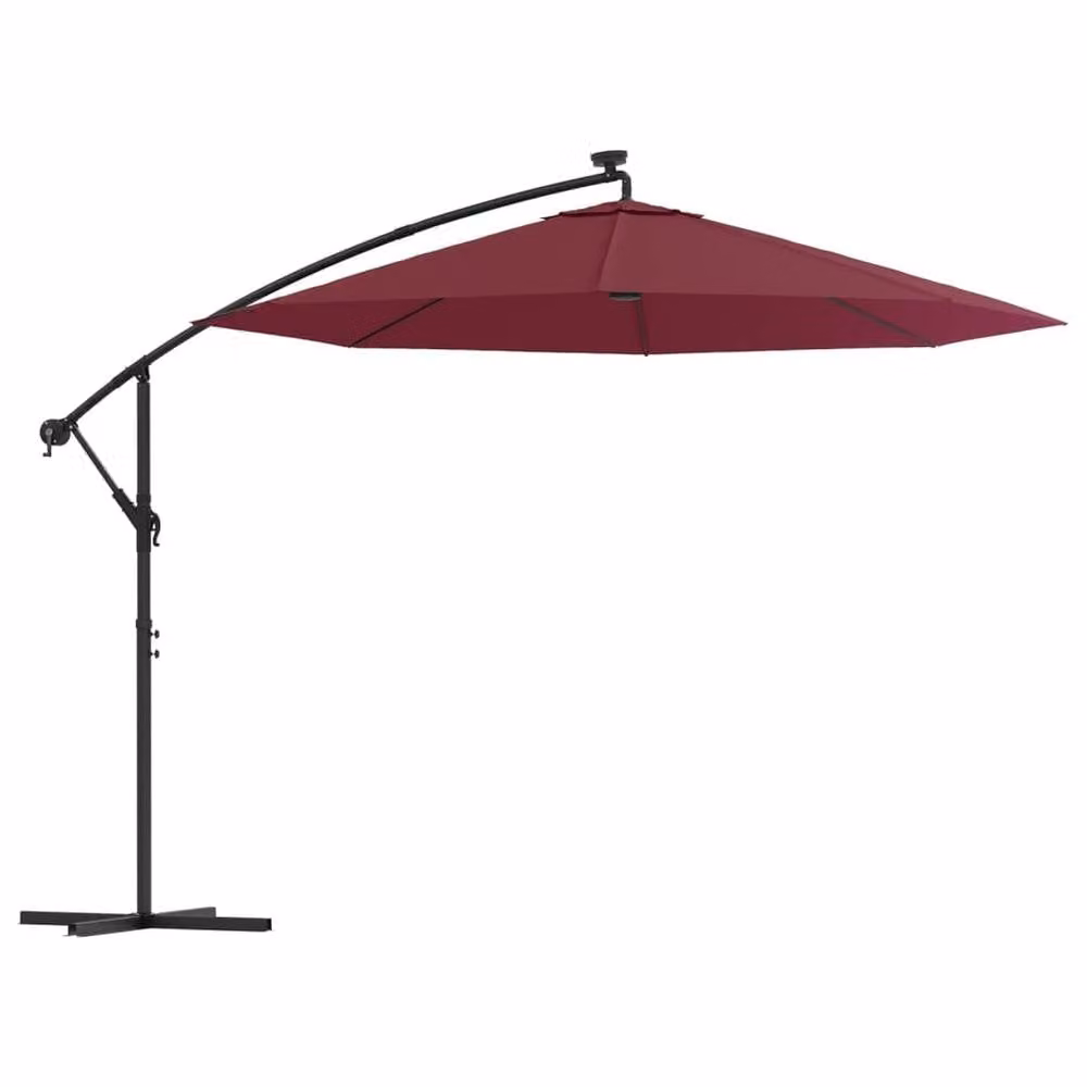 Berkfield Home Cantilever Garden Umbrella with LED Lights and Steel Pole in Red – 2