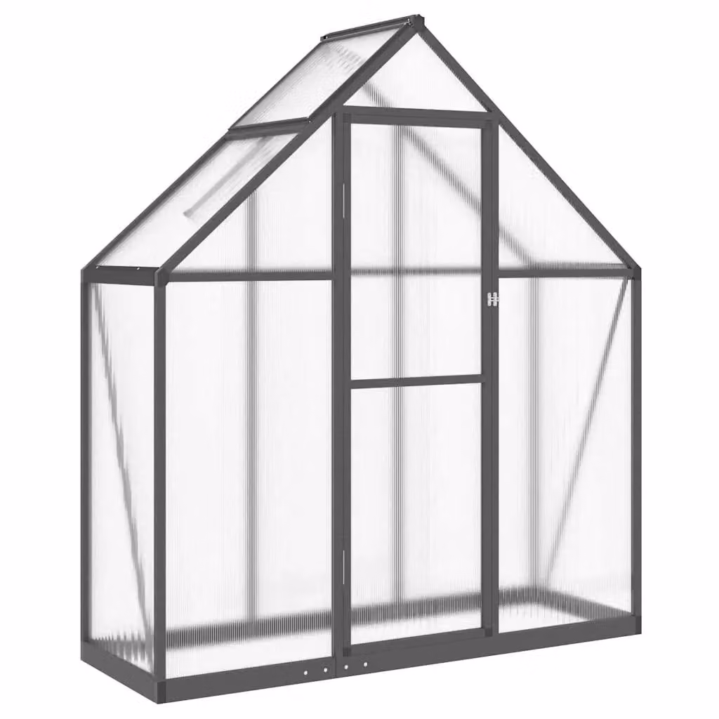 Berkfield Home Aluminium Greenhouse with Base Frame and Polycarbonate Panels in Anthracite, W/D/H: 169 x 58 x 195 cm – 2