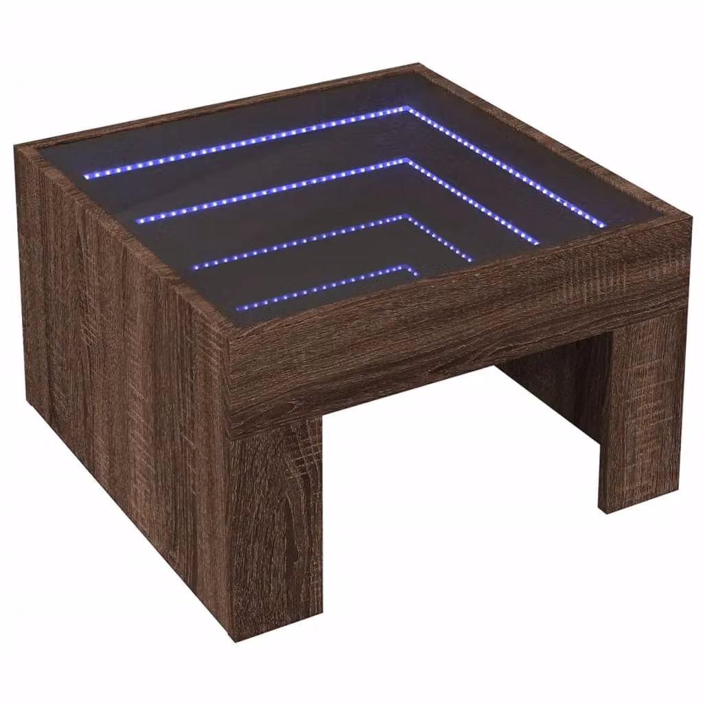 Berkfield Home Infinity LED Coffee Table in Brown Oak, W/D/H: 50 x 50 x 30 cm – 3