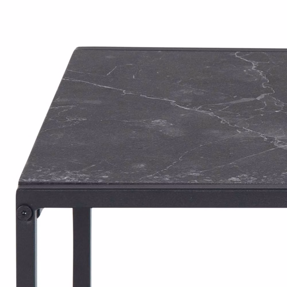 Wyld Haus Holbaeck Set of 2 Black Marble Effect Square Nesting Coffee Tables – 3