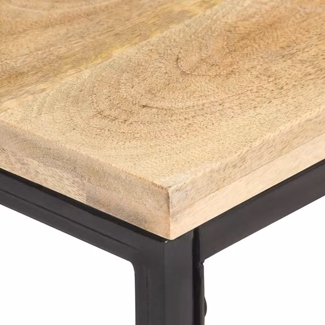 Berkfield Home Square Side Table in Brown Mango Wood and Metal, W/D/H: 40 x 40 x 35 cm