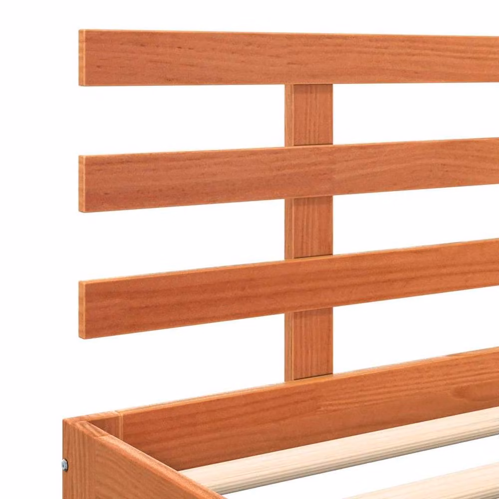 Berkfield Home Solid Wood Pine Bed Frame, Wax Brown, W/D/H: 200 x 197.5 x 69.5 cm – 4