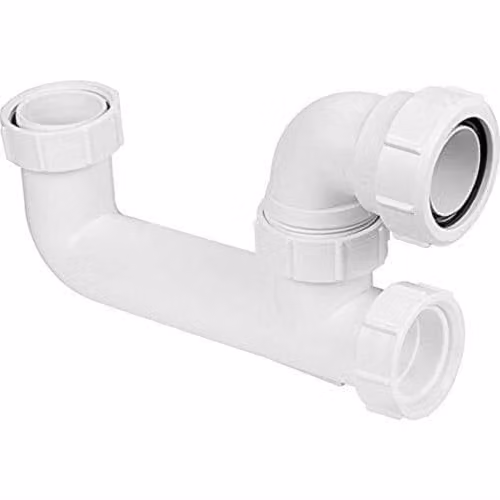 McAlpine SM10E White Plastic 60mm Water Seal Extended Body Bath Trap with 1.5 inch Multifit Compression Outlet
