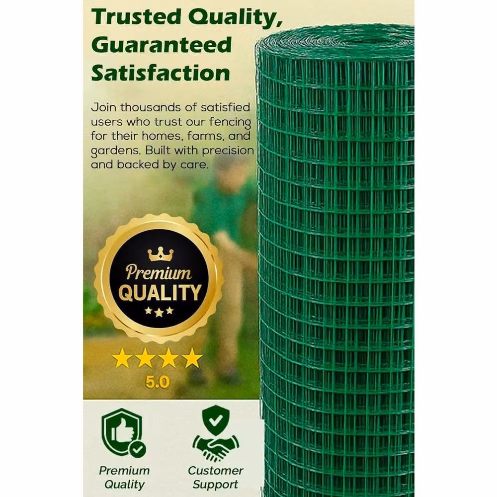 Hygrad PVC Coated Welded Mesh Fence Wire Guard Barrier Netting, Green, H: 120 cm, W: 25.4 cm, D: 0.9 cm – 5