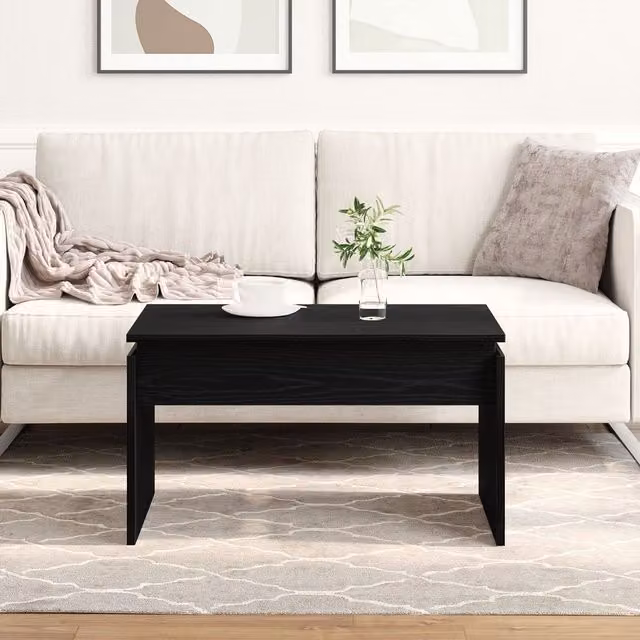 Berkfield Home Black Oak Coffee Table, W: 68 cm, D: 38 cm, H: 50 cm