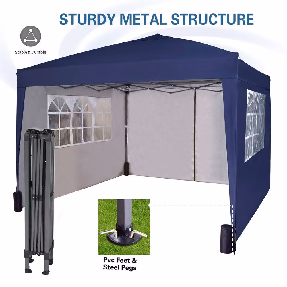 MCC Direct Blue Pop Up Gazebo with Removable Sides, Windows and Storage Bag, W/D: 300 x 300 cm – 2