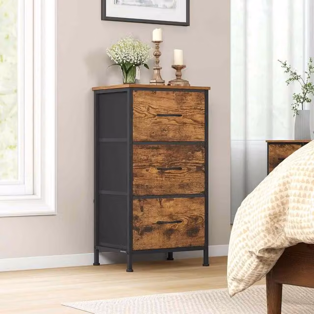 The Bazaarist 3 Drawer Fabric Organizer Cabinet in Brown and Black