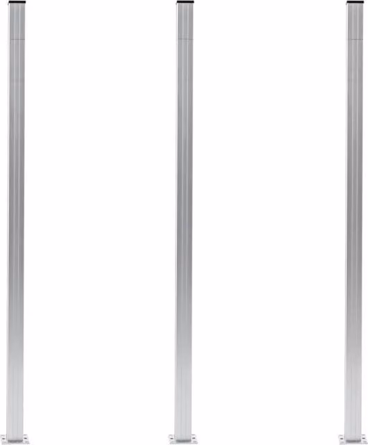 Berkfield Home Rectangular Aluminium and Steel Fence Posts, Silver, Height: 185 cm, Pack of 3