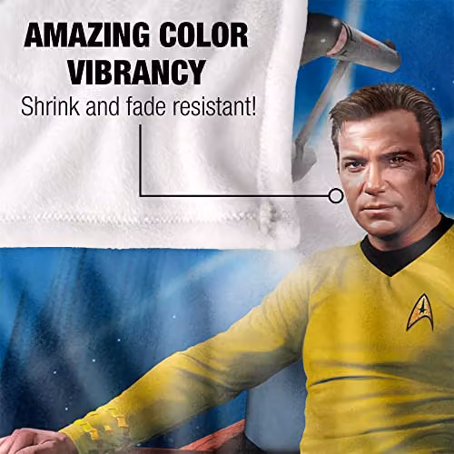 Trevco Star Trek Captains Chair Silky Touch Super Soft Fleece Throw Blanket, White, W/D/H: 152 x 127 cm – 3