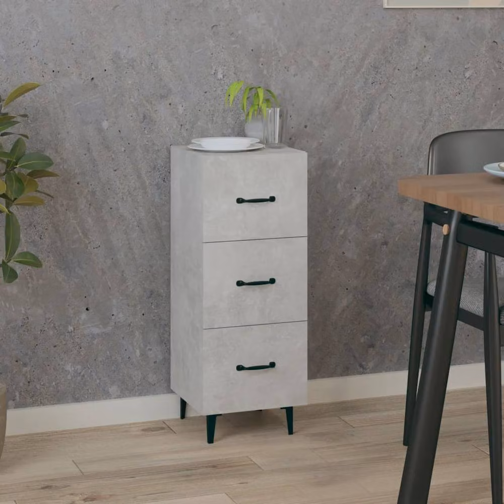 Berkfield Home Sideboard in Concrete Grey, MDF, W/D/H: 34.5 x 34 x 90 cm – 2