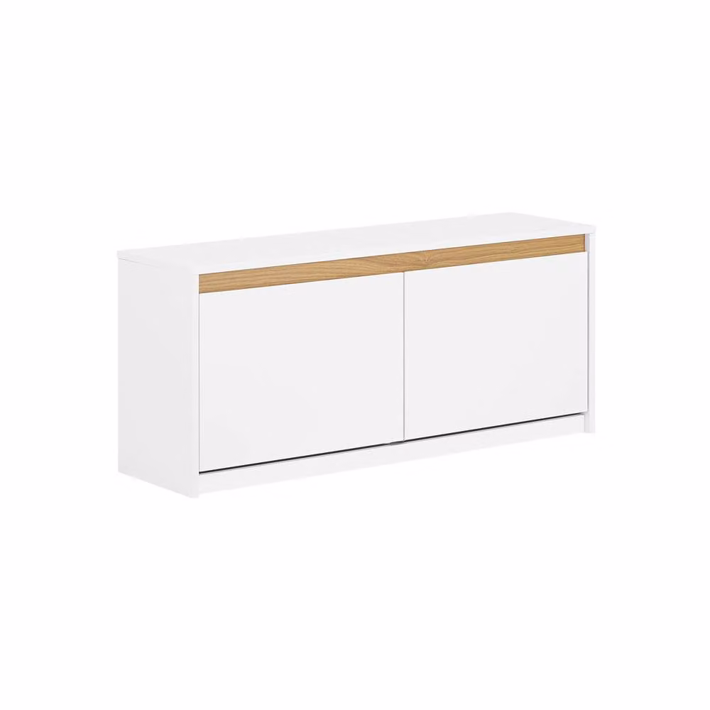 SoBuy White Modern Wood Entrance Storage Bench and Shoe Rack with Lift-Up Lid and Sliding Doors – 2