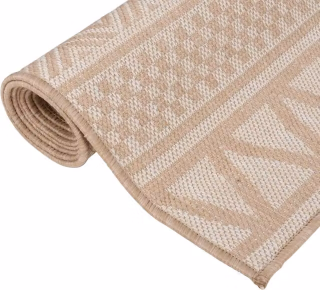 Berkfield Home Outdoor Flatweave Rug, Brown Stripes in Beige, W: 160 cm, D: 230 cm