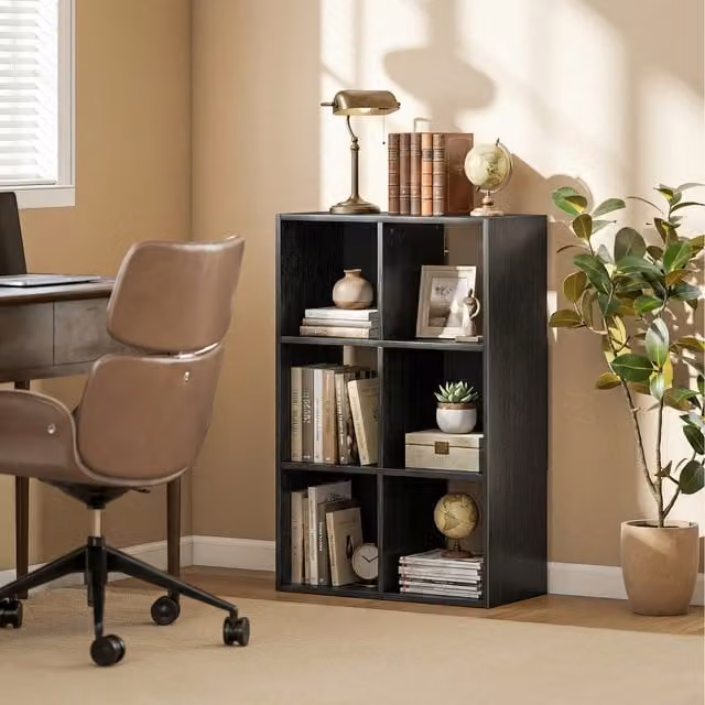 HOMCOM Industrial Style Freestanding Storage Shelf with Back Panel in Black