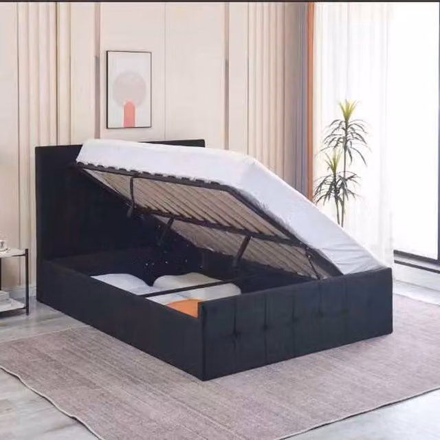 Kosy Koala Milano Black Velvet Upholstered Ottoman Storage Bed Frame