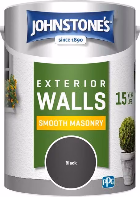 Johnstone's Smooth Masonry Paint, Black, 5l