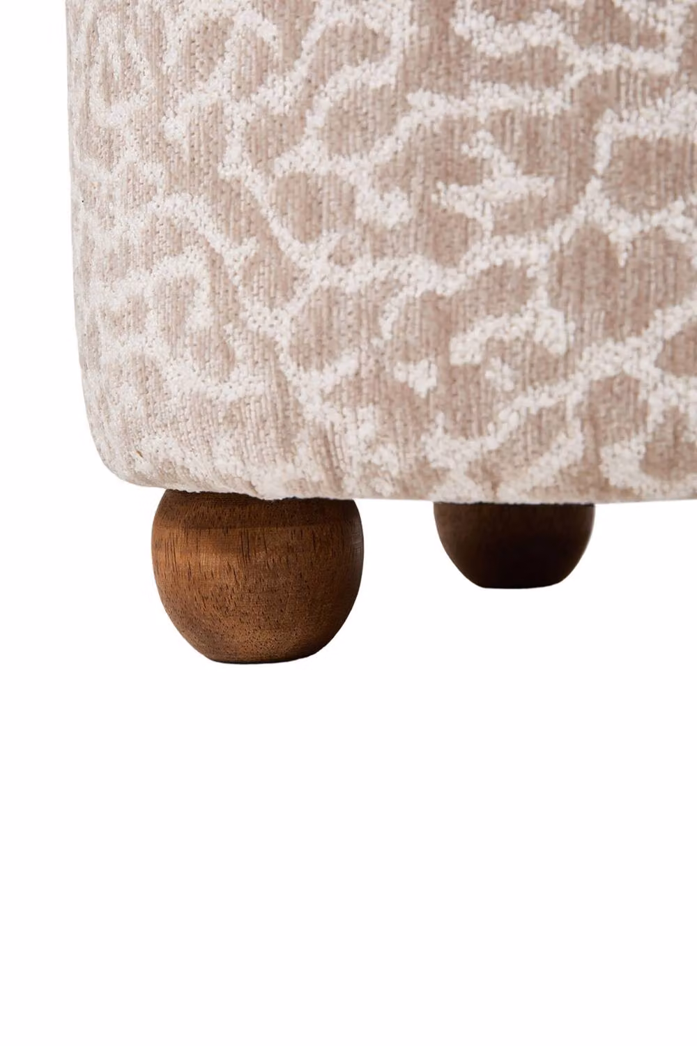 Living and Home Modern Velvet Upholstered Footstool with Cylindrical Pine Wood Legs in Brown and Beige, W/D/H: 40.0 x 35.0 x 40.0 cm – 5