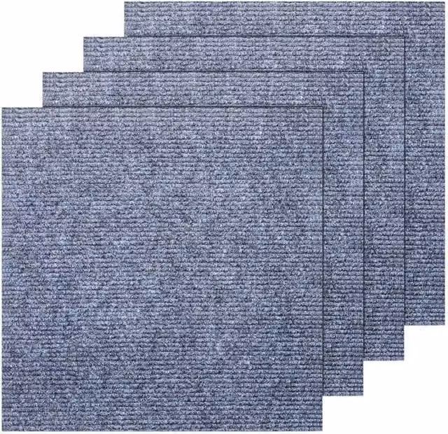 FLAVORA Grey Geometric Polypropylene Tiles Patchwork, 40 Pieces, W/D/H: 100 x 100 x 1 cm – 1
