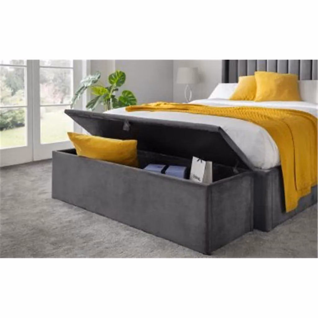 Ashfield Deluxe Velvet Blanket Box in Charcoal Grey – 2
