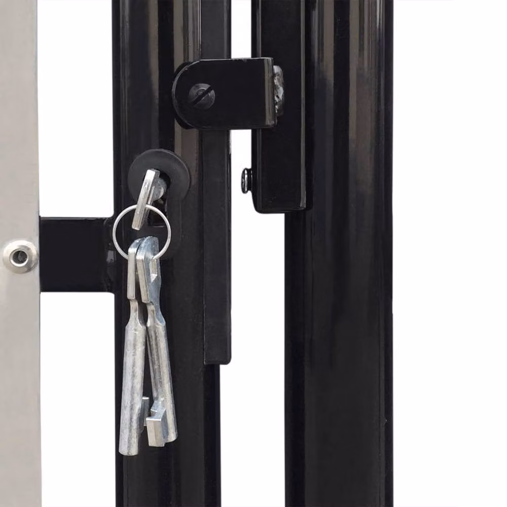 Berkfield Home Black Single Door Galvanised Steel Swing Fence Gate W: 100 cm, H: 150 cm – 4