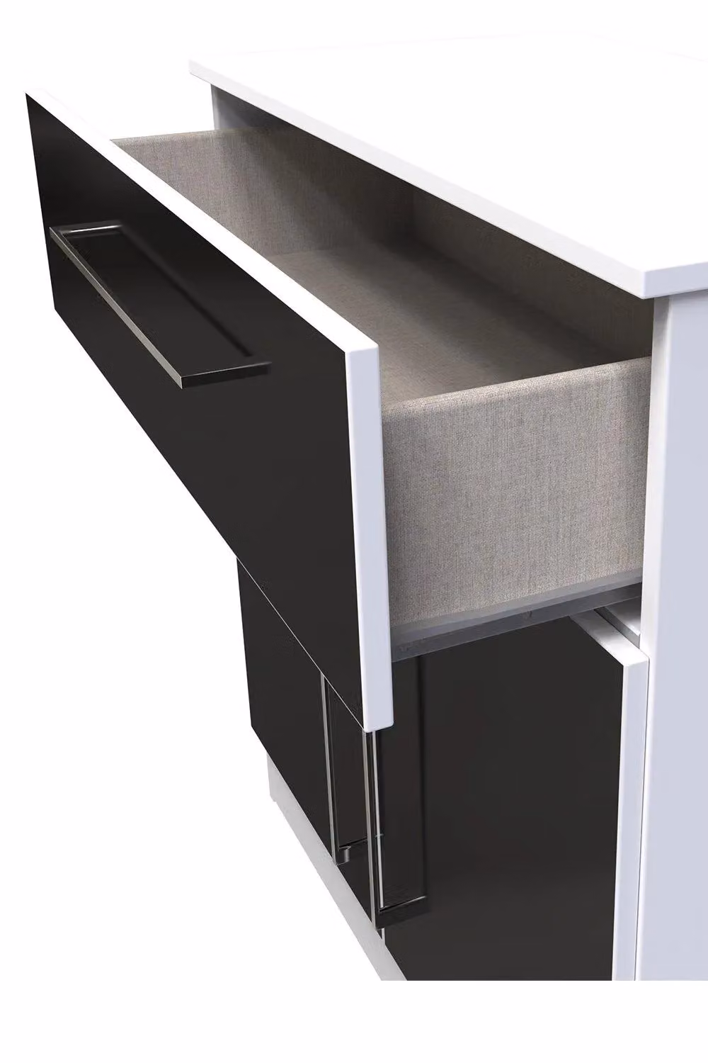Ready Assembled 2 U Gloucester Black Glossy 2 Door 1 Drawer Sideboard – 3