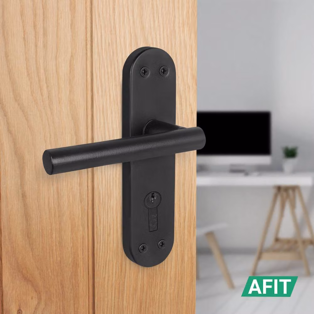 AFIT Matt Black T-Bar Door Handle with Euro Lock, Thumbturn, Cylinder and Hinges, W/D/H: 15.0 x 15.0 x 2.0 cm – 4