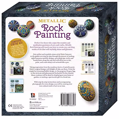 Hinkler Metallic Rock Painting Complete Starter Kit with Multicolour Paints and Rocks – 4