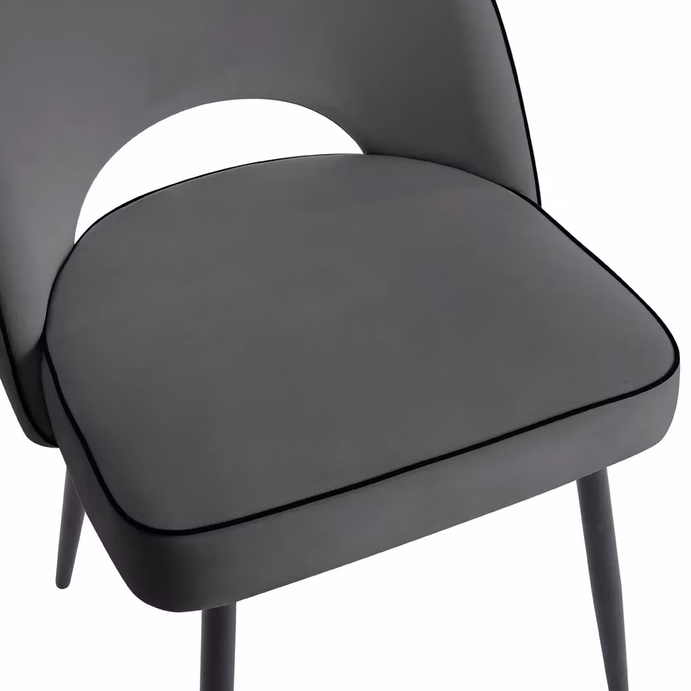 Home Detail Tilly Velvet Dining Chair Set of 2, Ivory and Grey – 3