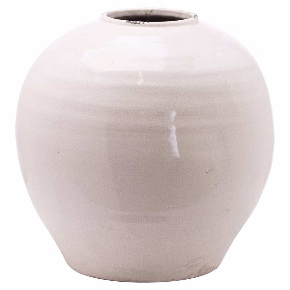 Wyld Haus Sagebloom Large White Glazed Ceramic Bottle Vase with Crackle Effect – 2