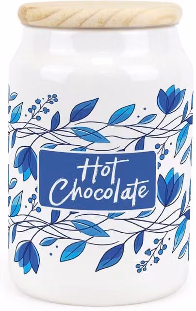 Purely Home Blue and White Floral Ceramic Hot Chocolate Storage Canister