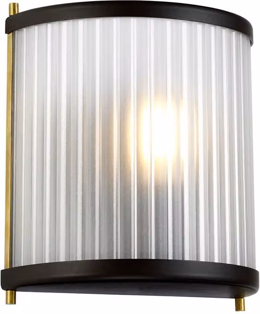 Loops Museum Art Deco Wall Light in Bronze and Dark Brown with Glass Shade, E27 LED Compatible – 1